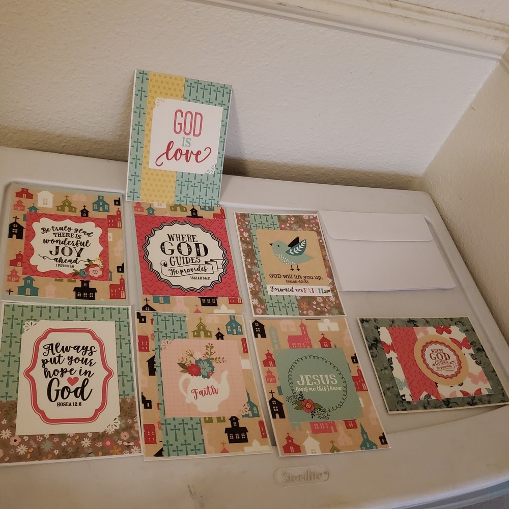 8pc Handmade Christian Greeting Cards Set Bible Verse Inspirational Religious